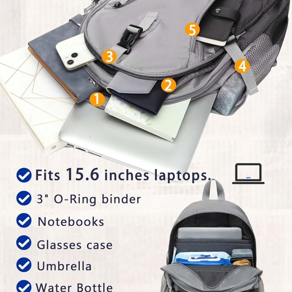 Large Gray Backpack - Picture 3 of 9
